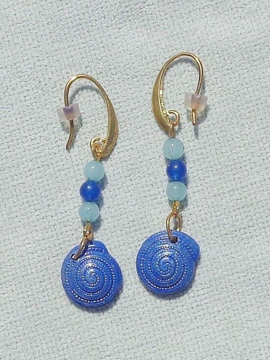 Create Harmonee Jewelry - Gold Plated Summer Sea Shell Beaded Dangle Earrings